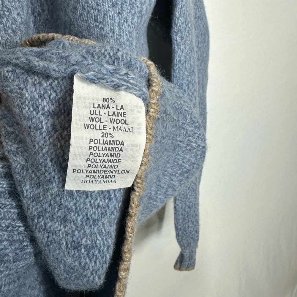 #2636 MASSIMO DUTTI Sweater Mens Size XL (42) Beige Blue Quarter Zip